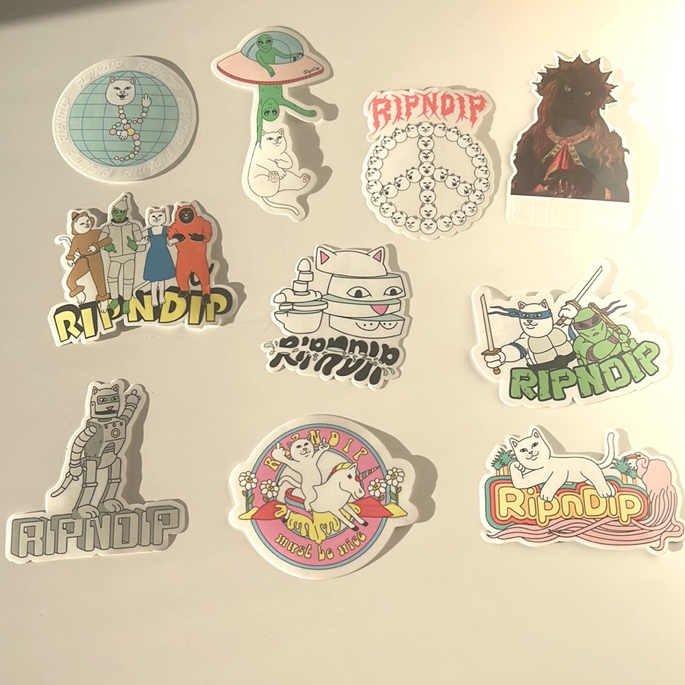 Set of 10 AUTHENTIC RIPNDIP STICKERS